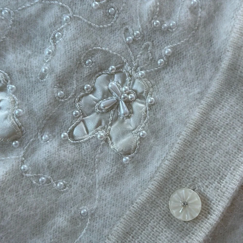 Vintage Angora & Lambswool Embellished Grandma Cardigan - Picture 6 of 6